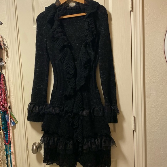 Barbi’s Boutique Sweaters - Beautiful nwot Black Lace Knit Cardigan